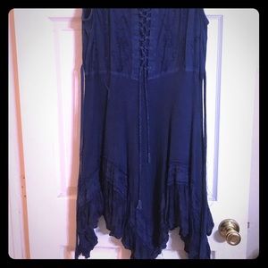 Peasant style dress corset style lacing front